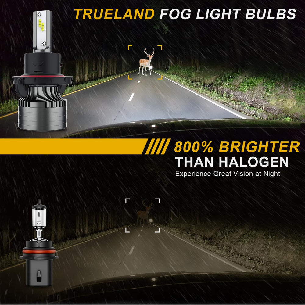 TRUELAND H13 6000K bright light enhances night visibility.