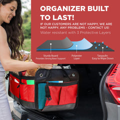 TRUNKCRATEPRO red trunk organizer non-slip bottom prevents sliding