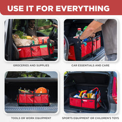 TRUNKCRATEPRO red trunk organizer size fits suvs and trucks