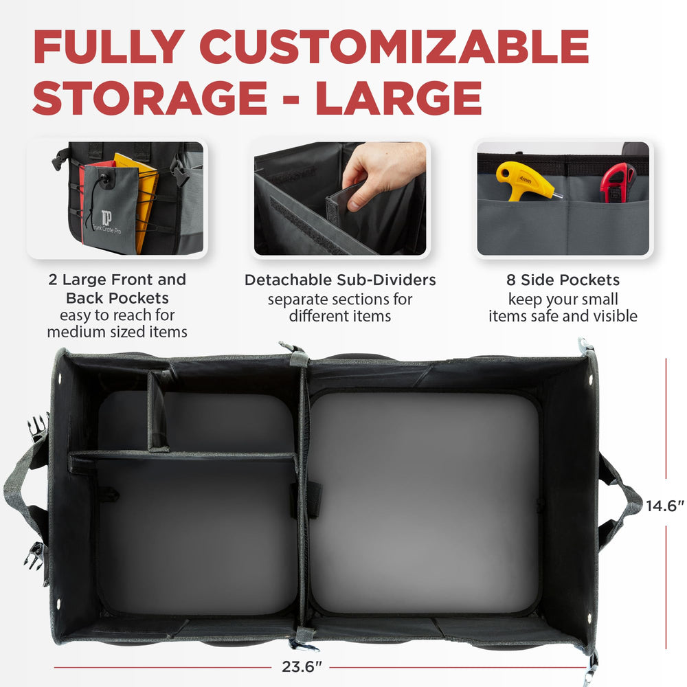 TRUNKCRATEPRO trunk organizer with non-slip bottom stays secure during driving