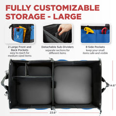 TRUNKCRATEPRO trunk storage interior displays multiple compartments for organized gear.