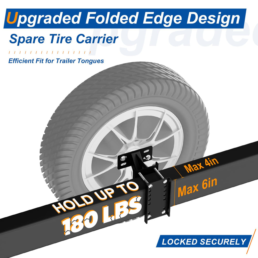 TRVL FIELDER spare tire mount installed on trailer tongue for quick access