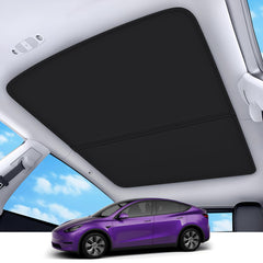 TSLDRV Model Y sunshade fit shows seamless roof coverage for a clean interior.