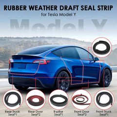 TSTESE seal strips along Model Y rear door improve cabin quietness.