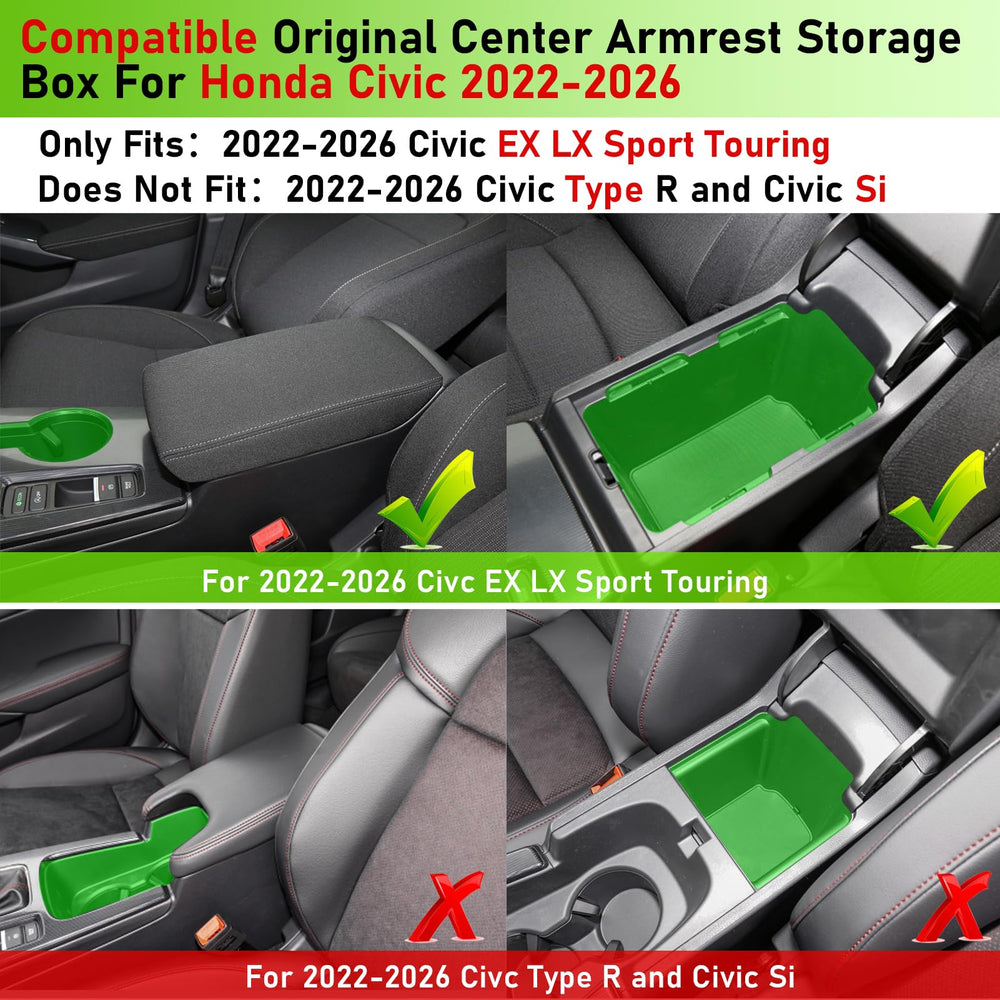 TTCR-II Civic center armrest storage box neatly organizes loose items.