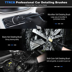 TTRCB detailing brush set interior exterior used on dashboards and wheels.