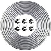 TUBPRO three-eighths OD aluminium fuel line close-up showing diameter for high-pressure use.