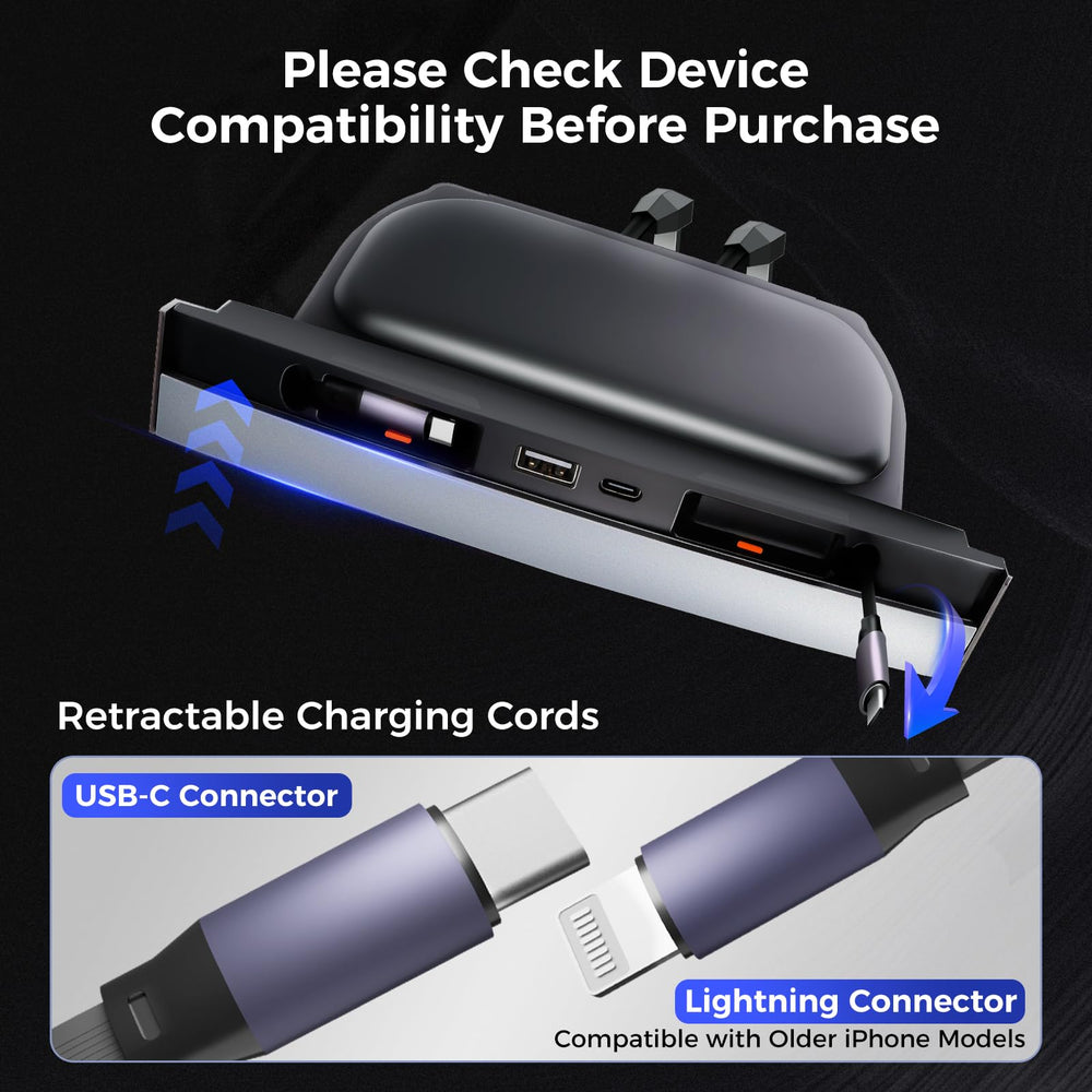 TUDEAO retractable phone charger integrated into Model Y interior