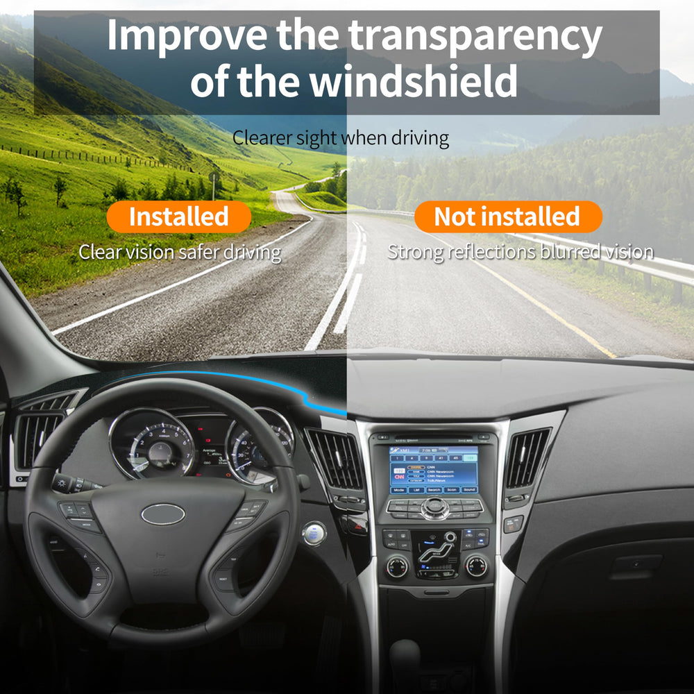 TUELETFU dashboard mat reduces glare for clearer daytime driving.