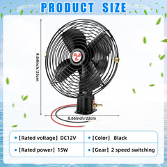 Tujoe heavy-duty metal cage 8-inch fan close-up highlights durable construction.