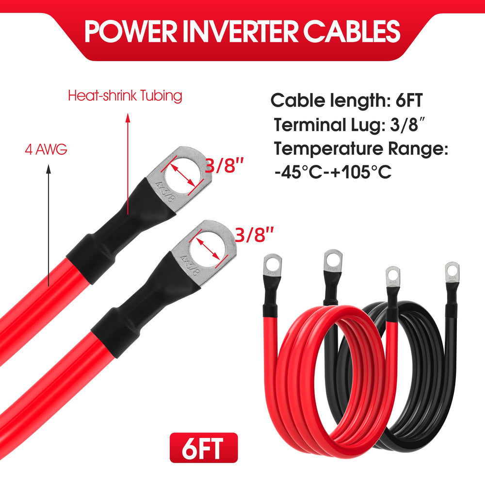 TUELETFU 4 AWG black battery cable ready for rugged vehicle wiring.