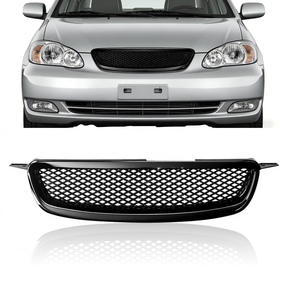 TULMTT glossy black front grille for Toyota Corolla improves airflow and bold style.