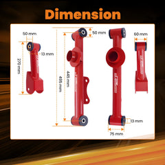 Tuningsworld powder-coated arms resist rust during daily driving.