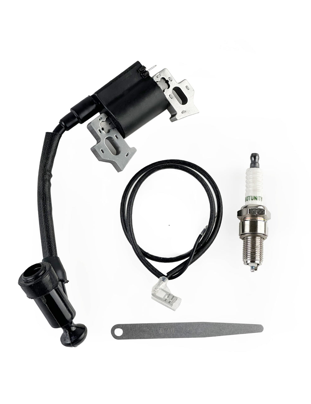 Turbotunity GXV160 ignition coil with spark plug cap improves starting reliability.