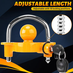 Turnart hitch lock in bright yellow enhances visibility for deterrence.