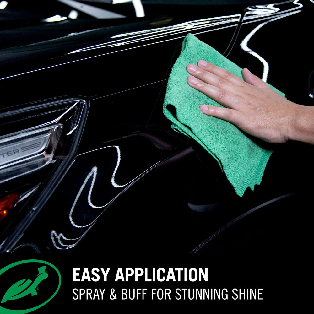 Turtle Wax Hybrid Black Spray Wax provides UV defense for dark finishes