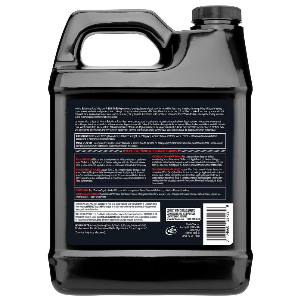 Turtle Wax Hybrid Solutions Pure Wash residue-free rinse for streak-free results.