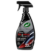 Turtle Wax Hybrid Solutions Graphene tire shine bottle delivering rich satin black finish.
