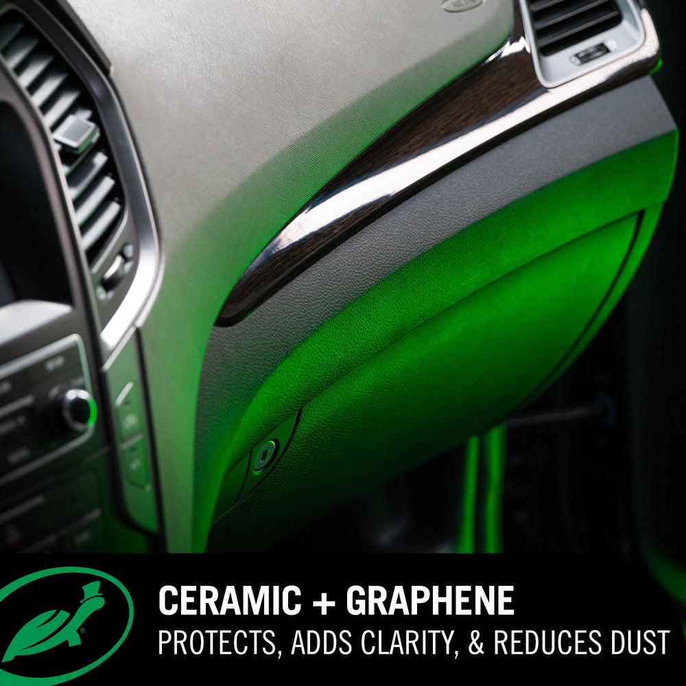 Turtle Wax Inside Job dashboard UV protection image emphasizes surface shielding from sunlight