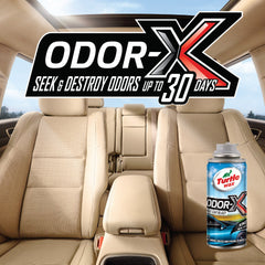 Turtle Wax Odor-X New Car Scent offers a fresh interior aroma after treatment.