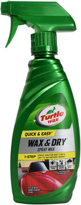 Turtle Wax Quick & Easy Wax & Dry bottle with gloss-boosting spray finish.