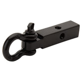 TUSK 1-1/4 inch hitch with shackle front view highlighting rugged steel construction for heavy towing