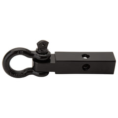 TUSK hitch with shackle, black powder coat, side view showing weather-resistant finish