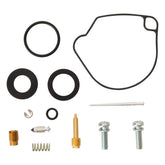 Tusk carburetor rebuild kit components arranged for CRF50F maintenance