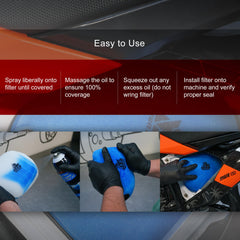 TUSK dust-protection formula seals foam filters during rugged racing.
