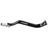 Tusk folding shift lever with 10mm extension improves foot reach on KLR650.