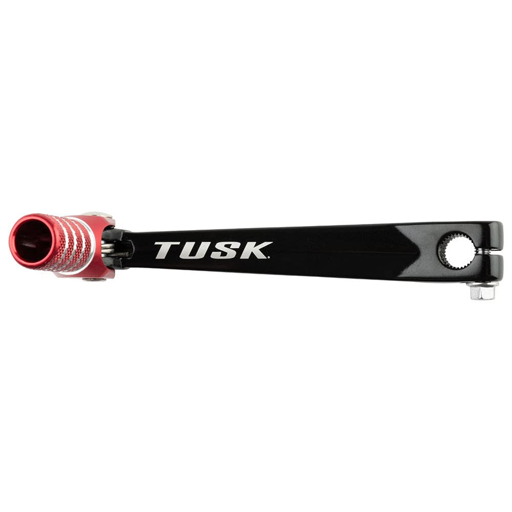TUSK folding shift lever with black/red tip for Honda XR100R, smooth shifts on rugged trails.