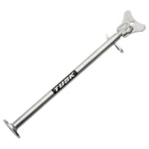 Tusk MotoCrutch showing adjustable height from 11 to 19 inches for precise maintenance clearance