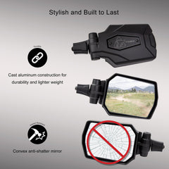 TUSK UTV mirror with adjustable head for customized viewing angles.