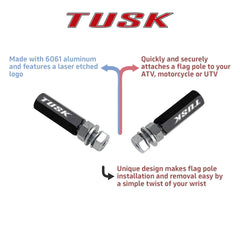 Tusk Quick Release Flag Pole Holder black finish complements rugged bikes.