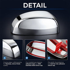 Tutor Auto chrome side view mirror covers top half on Cadillac Escalade EXT/ESV refined look