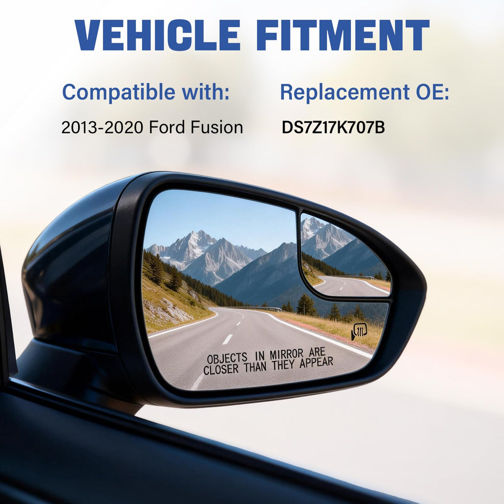 Tutor Auto heated convex mirror for Ford Fusion ensuring wide view.
