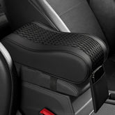 Tuxihapp car armrest cushion leather outer provides soft, breathable comfort.