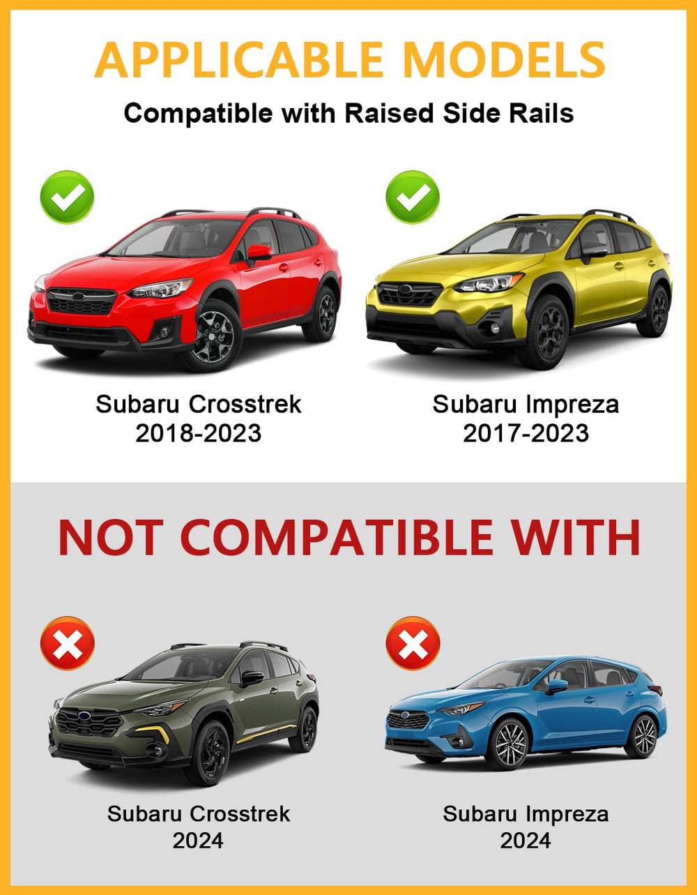 Tuyoung heavy-duty aluminum crossbars for Subaru Impreza provide sturdy gear transport