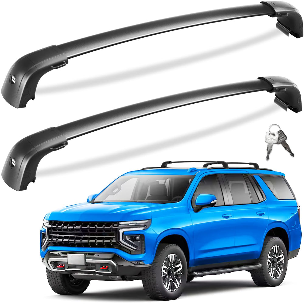 Tuyoung roof rack cross bars assembly secures gear on compatible SUVs.