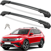 Tuyoung roof rack crossbars installed on Tiguan-Taos, secure luggage on road trips.