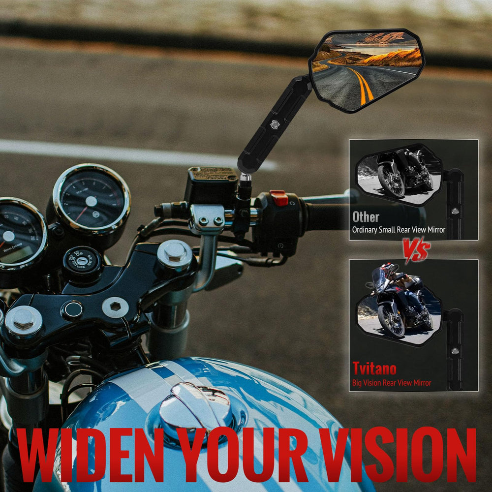 Tvitano mirrors reduce wobble with anti-vibration build for steady feedback.