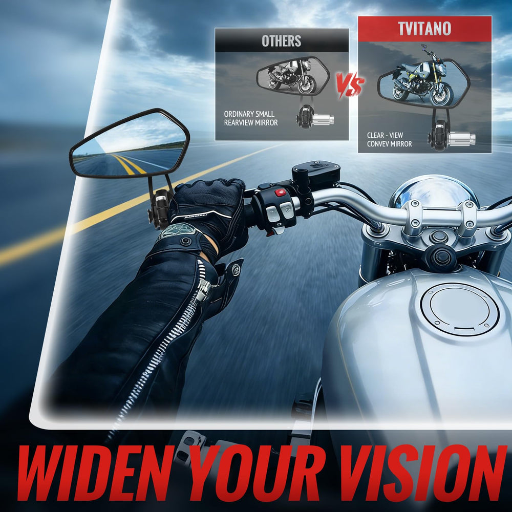 Tvitano black bar end mirror fits Honda GROM and similar 7-8 inch bars