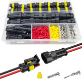 Twippo 25-kit two-pin connectors close-up with waterproof seal for reliable 12V wiring