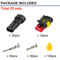 Twippo 2-pin waterproof connector showing male and female terminals for easy assembly