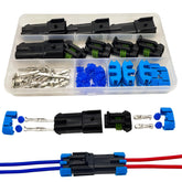 Twippo 2-pin weather-pack connector close-up with waterproof seal for automotive reliability.