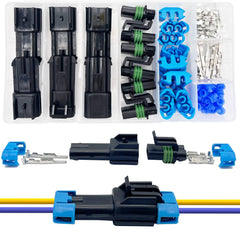 Twippo WeatherPack 2Pin connector set for durable automotive wiring.
