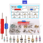 TWTADE 102pcs valve core kit in a labeled box for easy car AC maintenance.