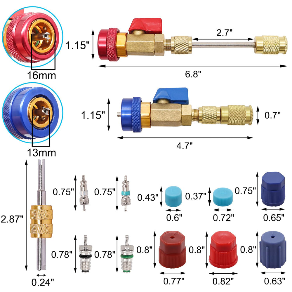 TWTADE R134A valve core remover blue low-pressure connection