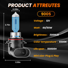 TXBILMOO 9006 low-beam bulbs deliver crisp 6000K light for clearer road perception.