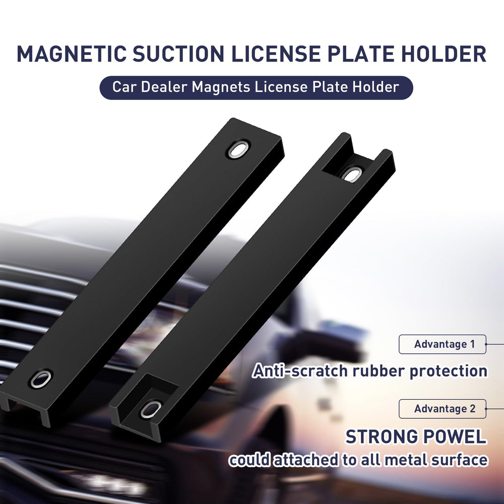 TXINBT magnetic license plate holder, side close-up, shows silicone coating for scratch protection.